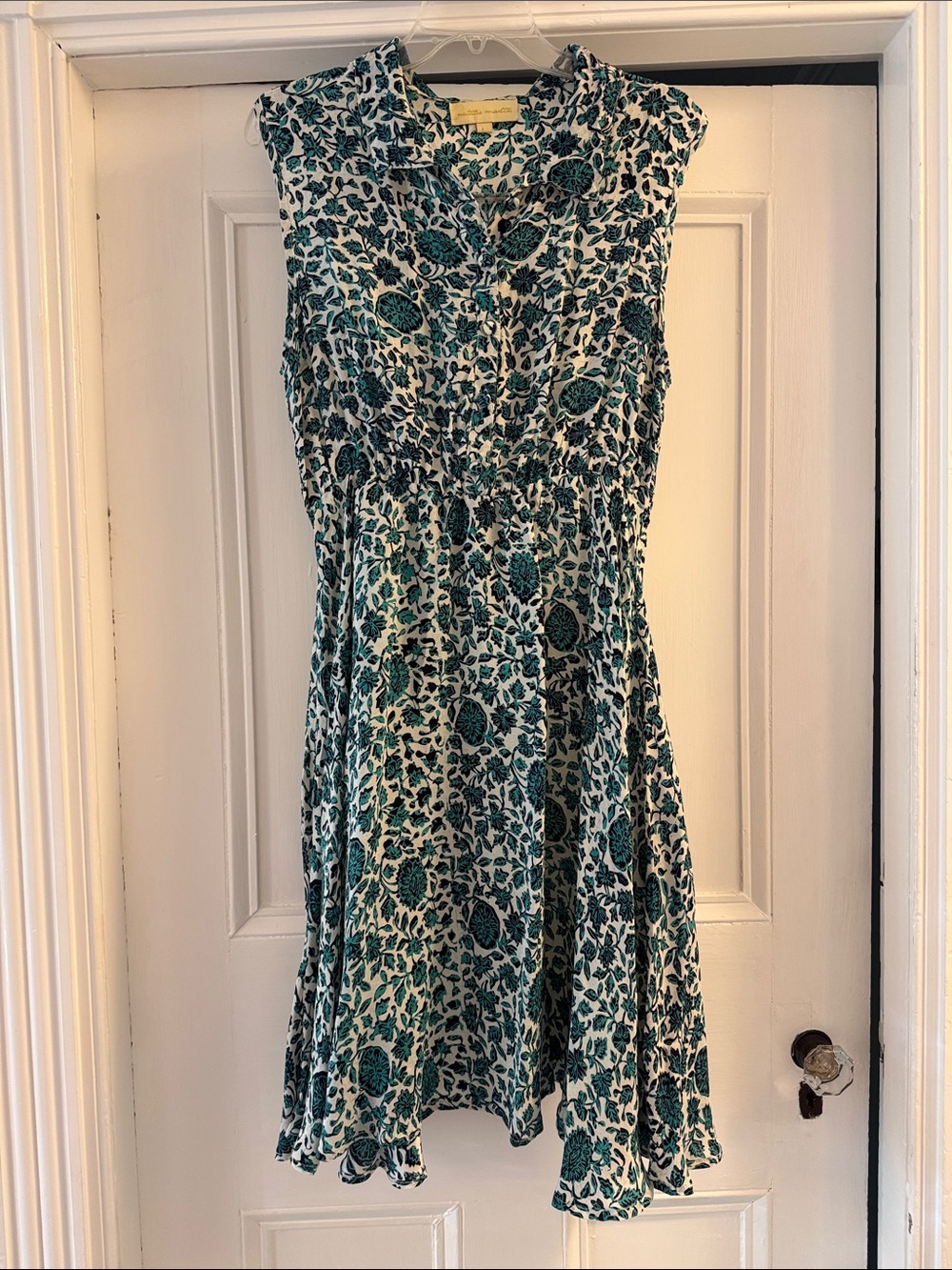 Natalie Martin NWOT Sleeveless Green Floral A-Line Dress large